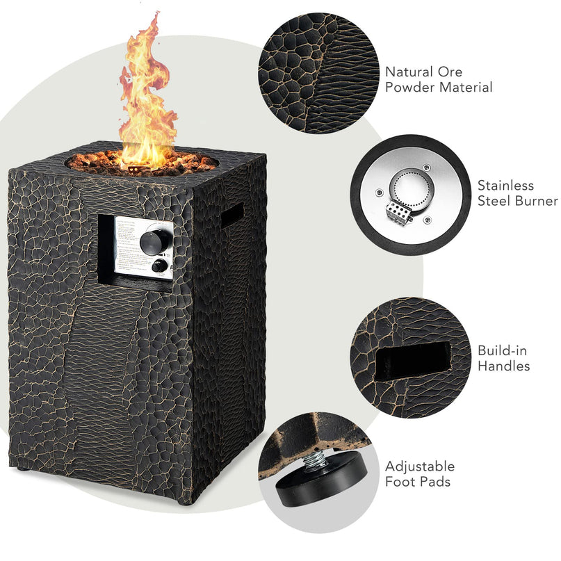 Fire Pit for Outside 16" as Fireplaces, 30,000 BTU Electronic Ignition Square