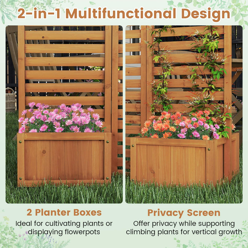Giantex Outdoor Privacy Screen with Planter Box
