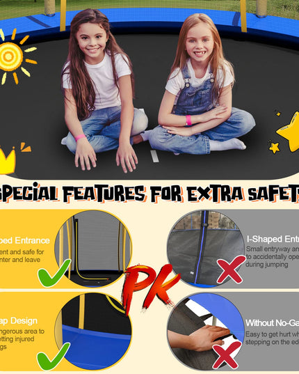 Giantex 8 FT 10 FT Trampoline, ASTM Certified Recreational Trampolines with Net, Galvanized Steel Frame