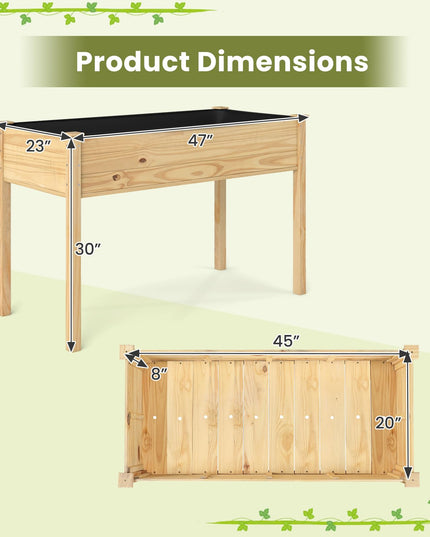 Jardinière surélevée en bois Giantex avec doublure (119 x 58 x 76 cm)