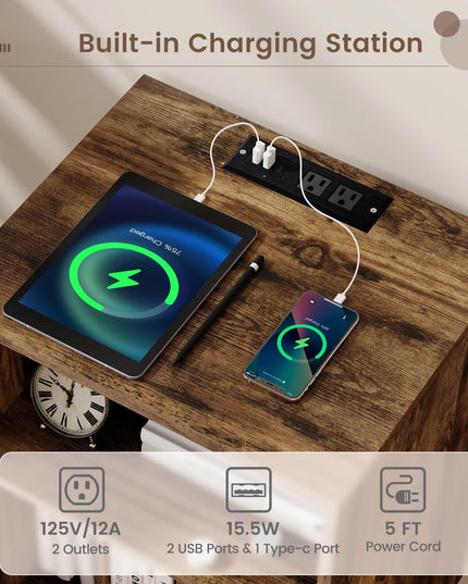 Giantex Record Player Stand with Charging Station