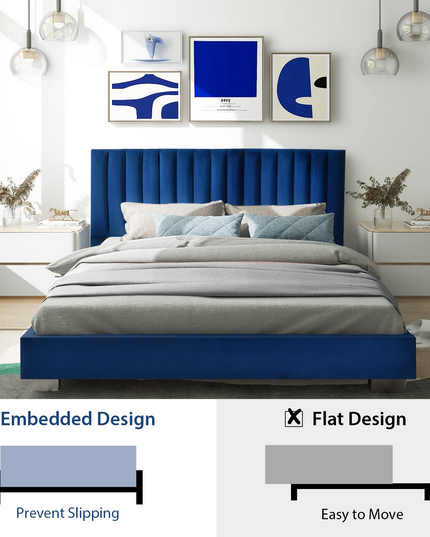Giantex Upholstered Bed Frame, Full/Queen Size Modern Platform Bed