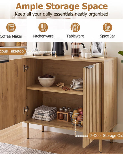 GIANTEX Fluted Buffet Cabinet | 2-Door Sideboard w/Storage