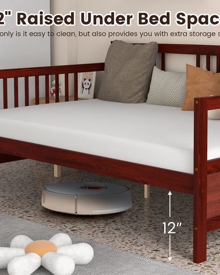 Giantex Full Size Daybed, Wooden Daybed Sofa Bed Frame with Wood Slat Support for Kids Teens (Full)