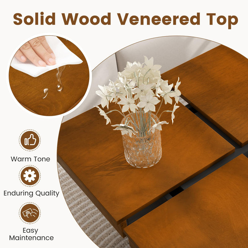 Giantex Table Basse Carrée 80 cm, Table d'Appoint Moderne du Milieu du Siècle