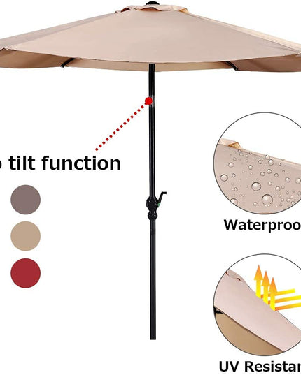 Giantex Patio Umbrella with Base Stand, 9ft Market Umbrella