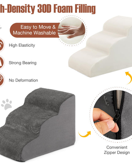 Giantex Dog Ramp Stairs for Bed 3 Tiers Foam Pet Steps for Small Dogs