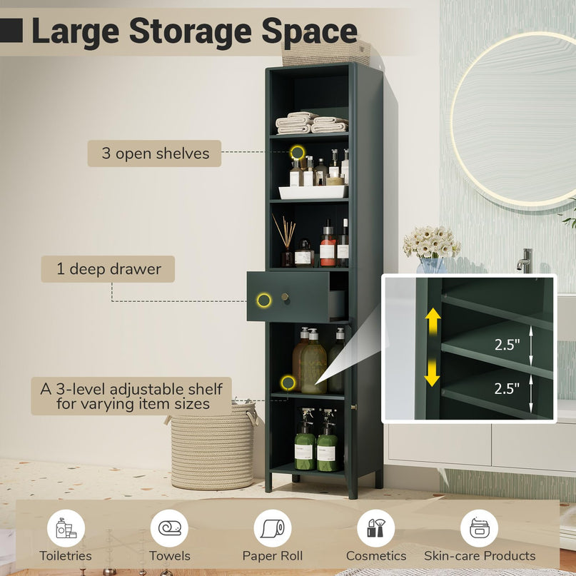 Giantex 67" Tall Bathroom Cabinet for Small Spaces