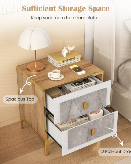 Giantex Modern Nightstand with 2 Drawers