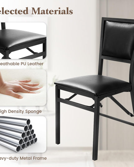 Metal Folding Chair Dining Chairs Home Restaurant Furniture - Giantex