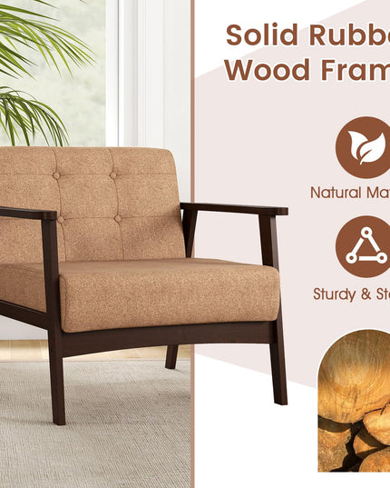 Giantex Mid-Century Modern Accent Chair Oversized Armchair(Beige)