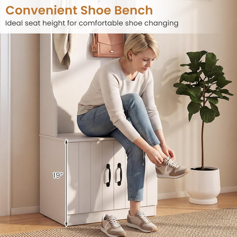 Arbre de couloir 3 en 1 Giantex avec banc et rangement à chaussures