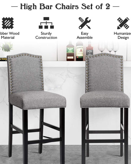 Counter Height Dining Side Barstools, w/ Thick Cushion