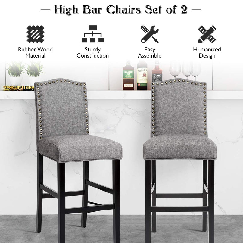 Counter Height Dining Side Barstools, w/ Thick Cushion