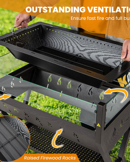 Giantex Charcoal Grill with Transparent Glass Wind Guard