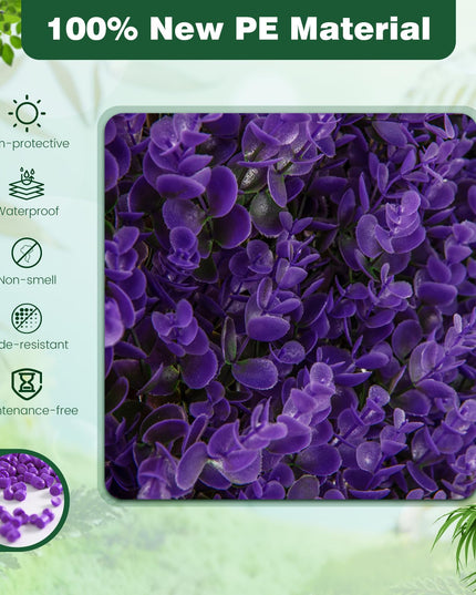 Giantex Expandable Fence Privacy Screen - Decorative Faux Purple Eucalyptus Fencing Panel for Balcony