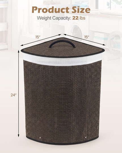 Giantex Corner Laundry Hamper with Lid for Small Spaces