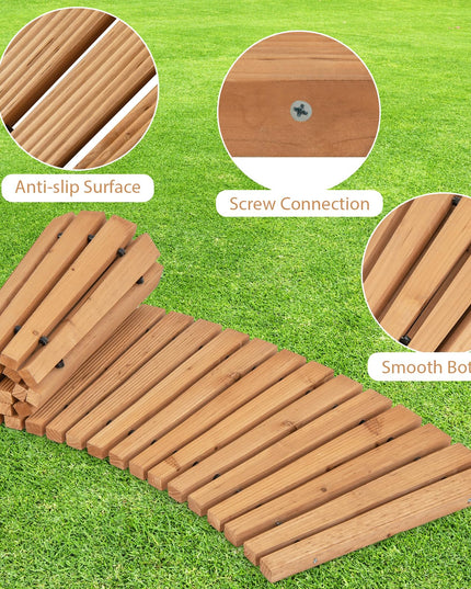 Giantex Garden Pathway Roll Up - 7ft Curved Wood Walkway 17 inch Width