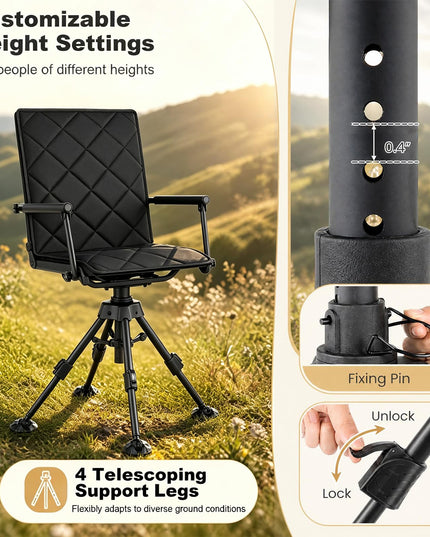 GIANTEX Portable Swivel Hunting Chair w/ 5-Level Adjustable Height