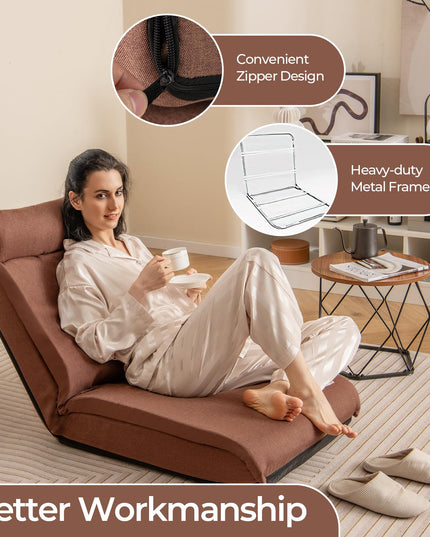 Giantex Floor Chair, Floor Gaming Chair with Back Support, 14-Poistion Adjustable Backrest, 5-Position Adjustable Headrest