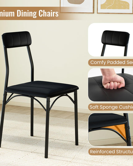 Giantex Square Kitchen Table with 2 Upholstered Armless Chairs | Space-Saving Dinette Set for Small Spaces