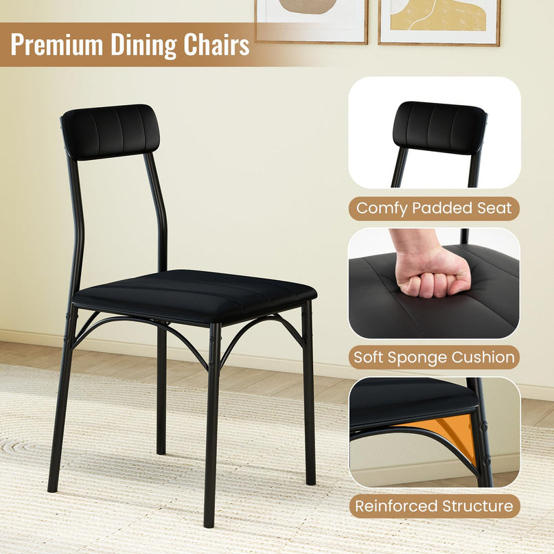 Giantex Square Kitchen Table with 2 Upholstered Armless Chairs | Space-Saving Dinette Set for Small Spaces