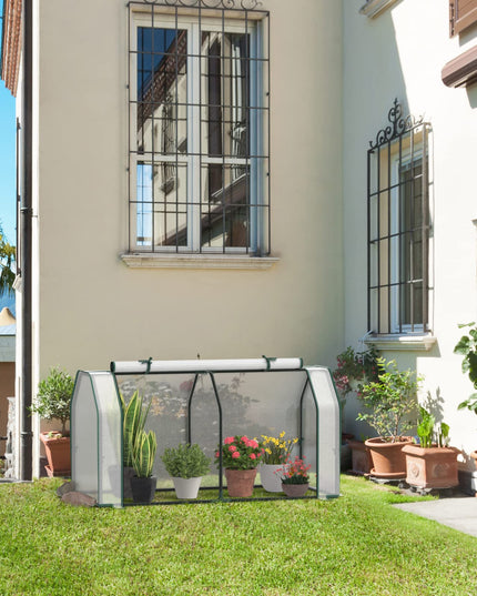 Giantex Mini Portable Greenhouse - for Raised Garden Bed, 47.5”x 21.5”x 24” Green House with PE Cover Zipper Door