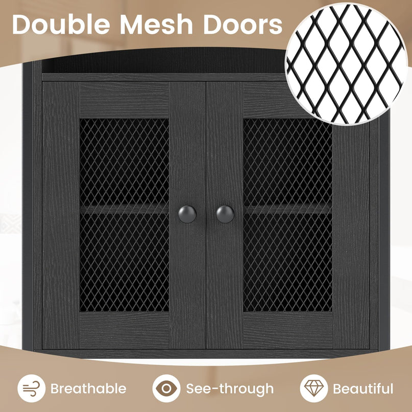 Giantex Freestanding Over The Toilet Storage Cabinet w/ Toilet Paper Holder & Hook