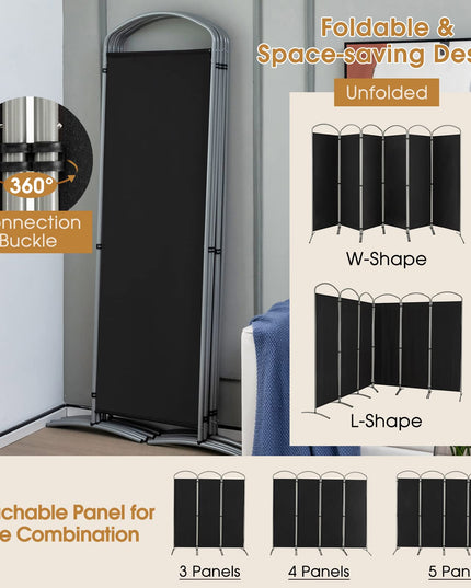 Giantex 6.2Ft Folding 6 Panel Room Divider for Home Office