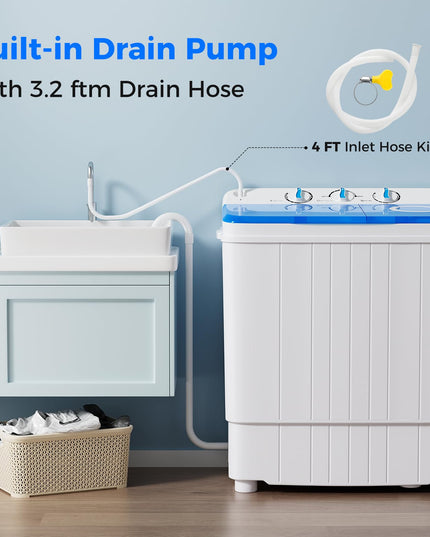 Giantex Portable Washing Machine, 17.6lbs Compact Portable Washer Twin Tub Combo with Pump Drain