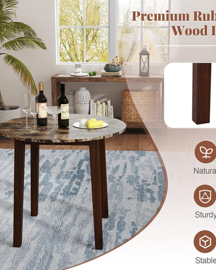 Giantex 35” Round Dining Table - Kitchen Table with Rubber Wood Legs
