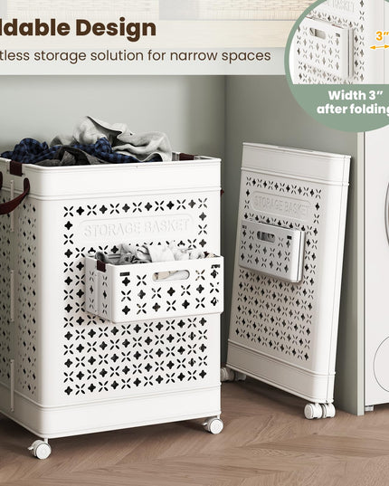 Giantex 75L Plastic Laundry Hamper with Wheels for Bathroom