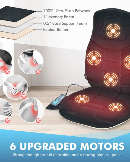 Giantex Memory Foam Massage Seat Cushion, Back Massager with 6 Vibration Massage Nodes & 2