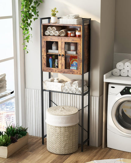 Giantex Over-The-Toilet Storage Cabinet, Bathroom Storage Organizer Above Toilet with Heavy-Duty Metal Frame