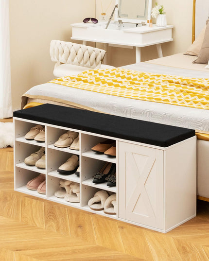 Giantex Shoe Bench, 3 Tier 9 Cubes Storage Bench with Adjustable Shelves (Rustic Brown)