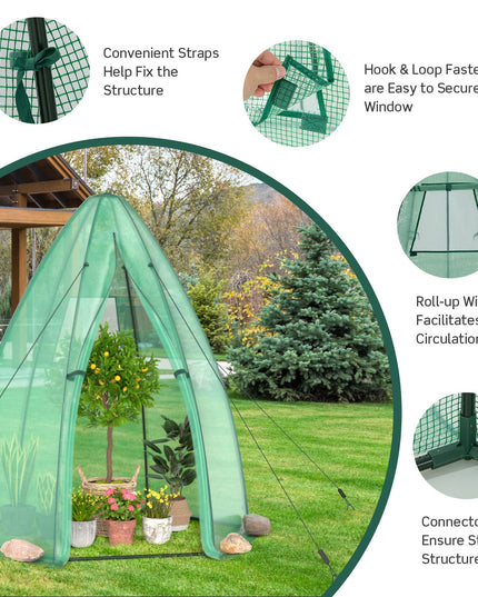 Giantex Portable Walk-in Greenhouse - 5.5’x5.5’x6’ PE Cover, Roll-up Zippered Door, Window