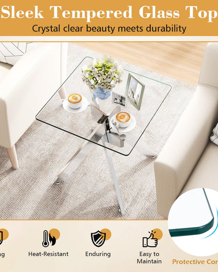Giantex Table d'appoint carrée en verre pour canapé（1/2）