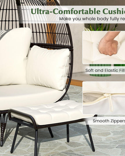 Giantex Oversized Wicker Egg Chair with Thick Cushions