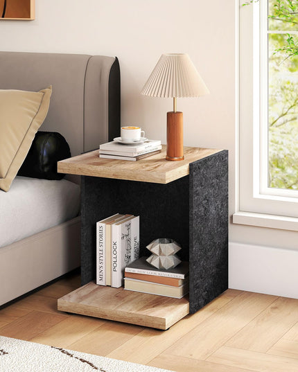 Giantex 2 Tier Sofa Side Table with Open Storage Shelf
