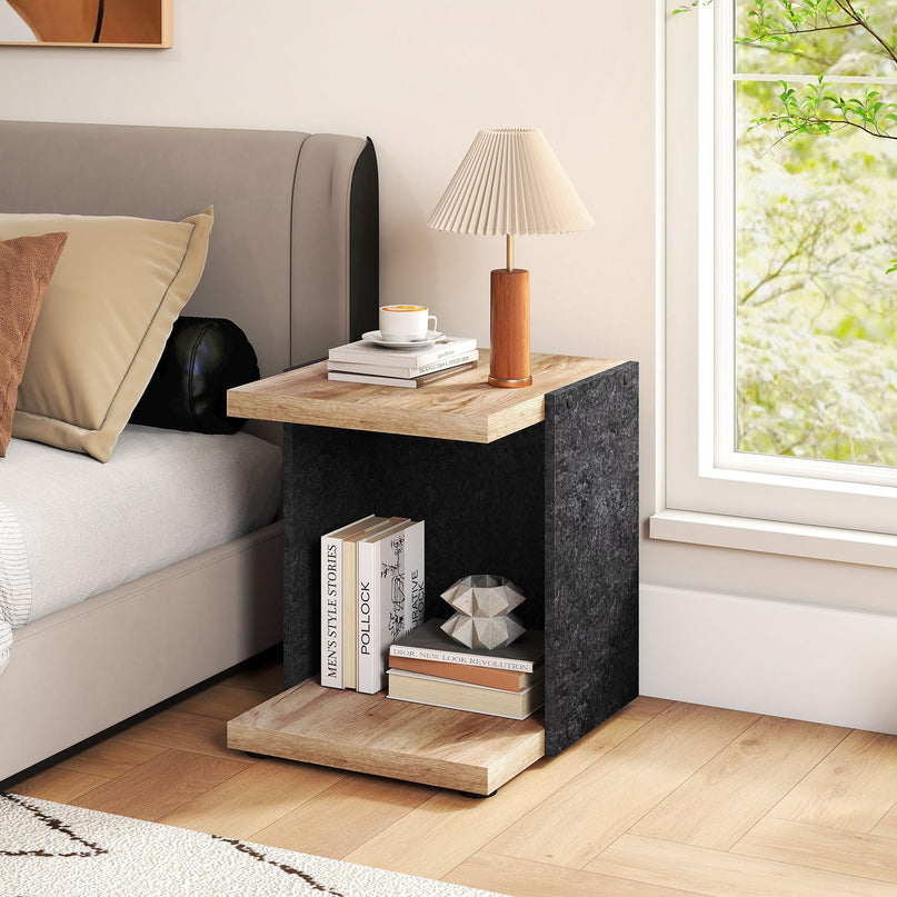 Giantex 2 Tier Sofa Side Table with Open Storage Shelf