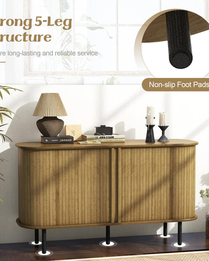 Giantex Kitchen Storage Cabinet, 47” Buffet Cabinet with Storage, Wooden Sideboard w/ 2 Sliding Tambour Doors