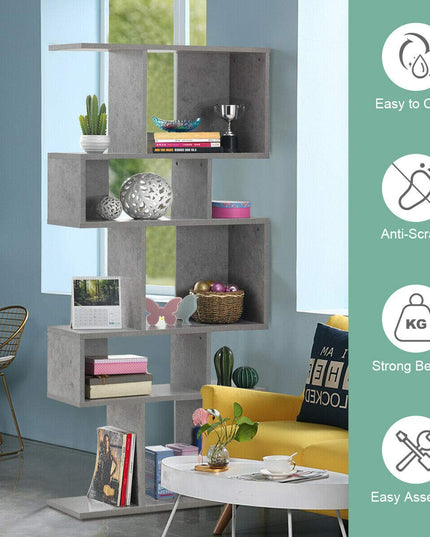 Freestanding Ladder Bookcase, 5-Layer Shelves Closet Organizer Rack Display Cabinet