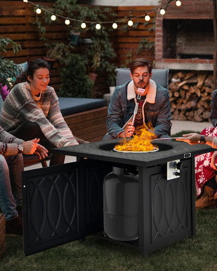 Giantex Outside Propane Fire Pit - 50,000 BTU/14.65KW Fire Pit Table, 32 Inch, Black
