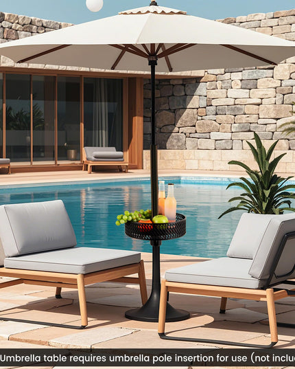 Giantex Portable Outdoor Side Table with Umbrella Hole