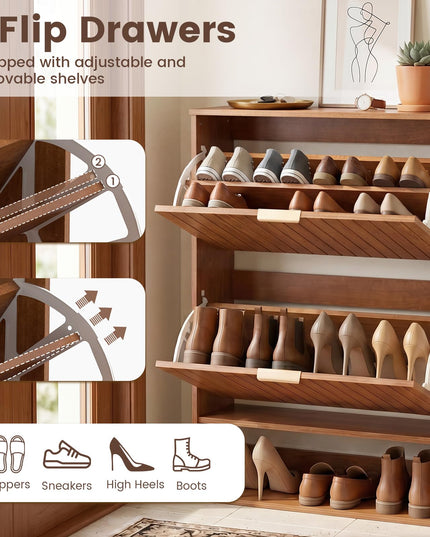 Giantex Shoe Storage Cabinet with 2 Flip Drawers