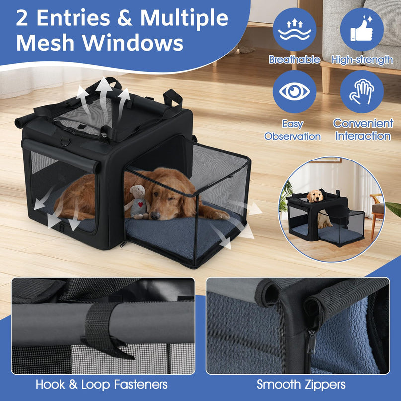 Giantex Portable Dog Crate for Travel Expandable Soft-Sided Pet Carrier with Mesh Windows
