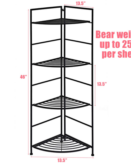 Giantex Folding Metal Plant Rack, 4 Tiers Corner Shelf Plant Stand