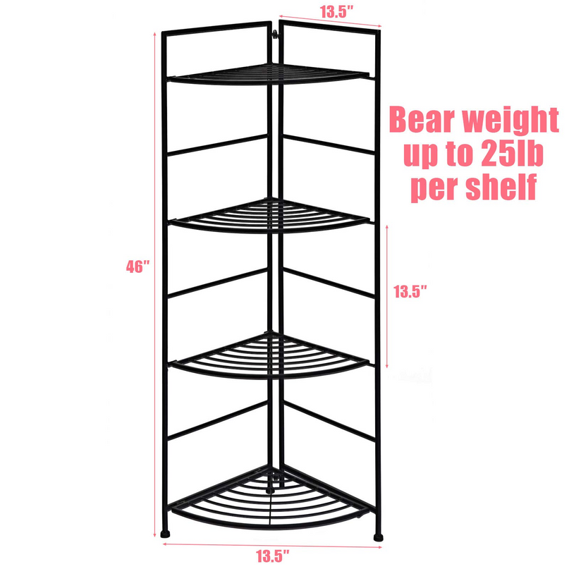 Giantex Folding Metal Plant Rack, 4 Tiers Corner Shelf Plant Stand