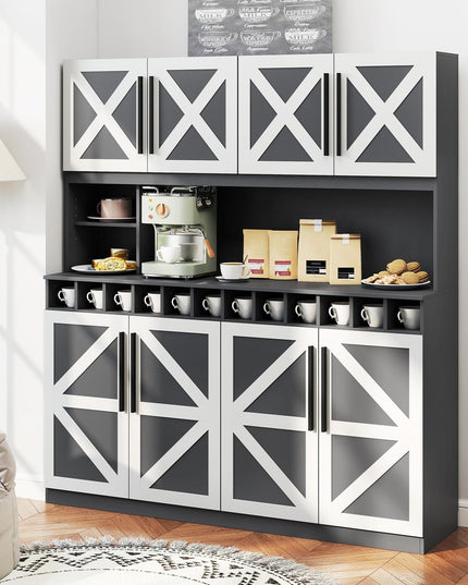 Grand placard de cuisine Giantex de 178 cm de haut, 160 cm de large, style ferme