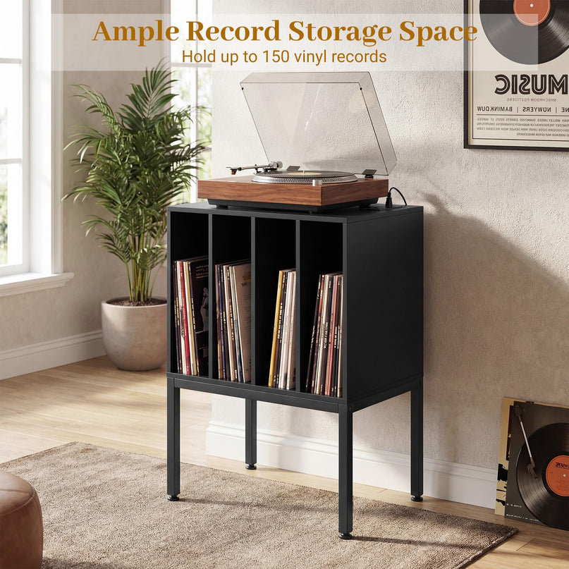 Giantex Record Player Stand with 4 Cabinet Up to 150 Albums